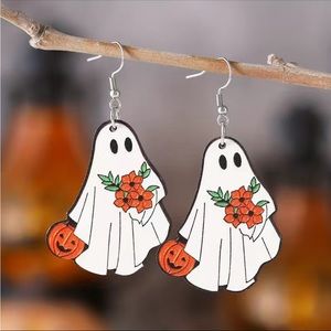 NWOT Halloween Ghost Pumpkin Flower Thread Earrings